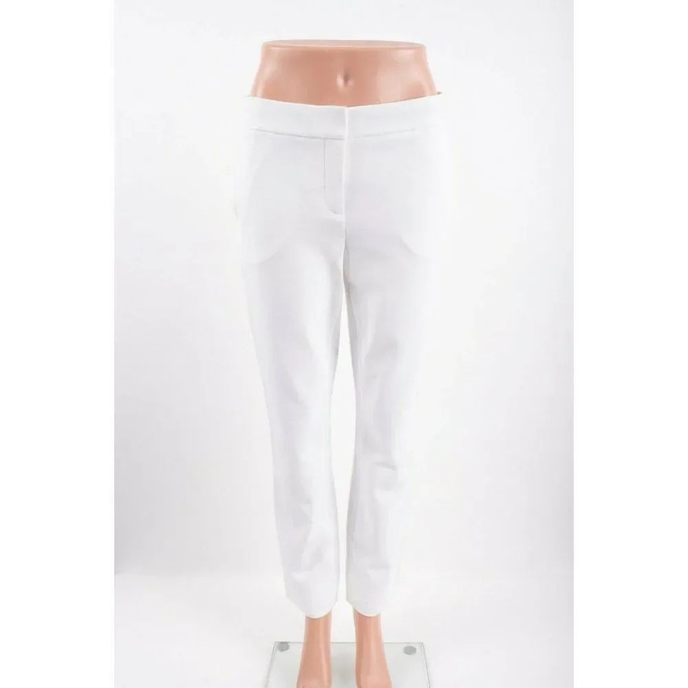 DVF Diane Von Furstenberg Womens Flat Cropped Pants Genesis Slim Sz 4 White NWT